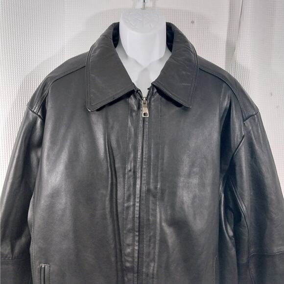 NWOT! EXCELLED! SLEEK BLACK GENUINE LEATHER THERMAL LINED JACKET, COAT! SZ XL - Picture 5 of 12
